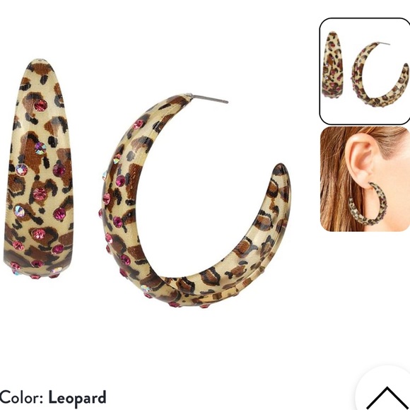 NWT Betsey Johnson leopard hoops - Picture 2 of 4